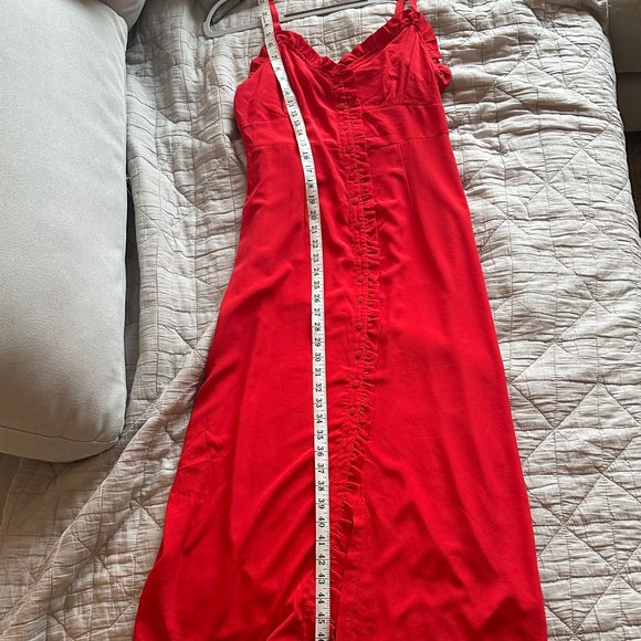 Topshop Strapless Red Dress with Ruffle Detail - Picture 7 of 7